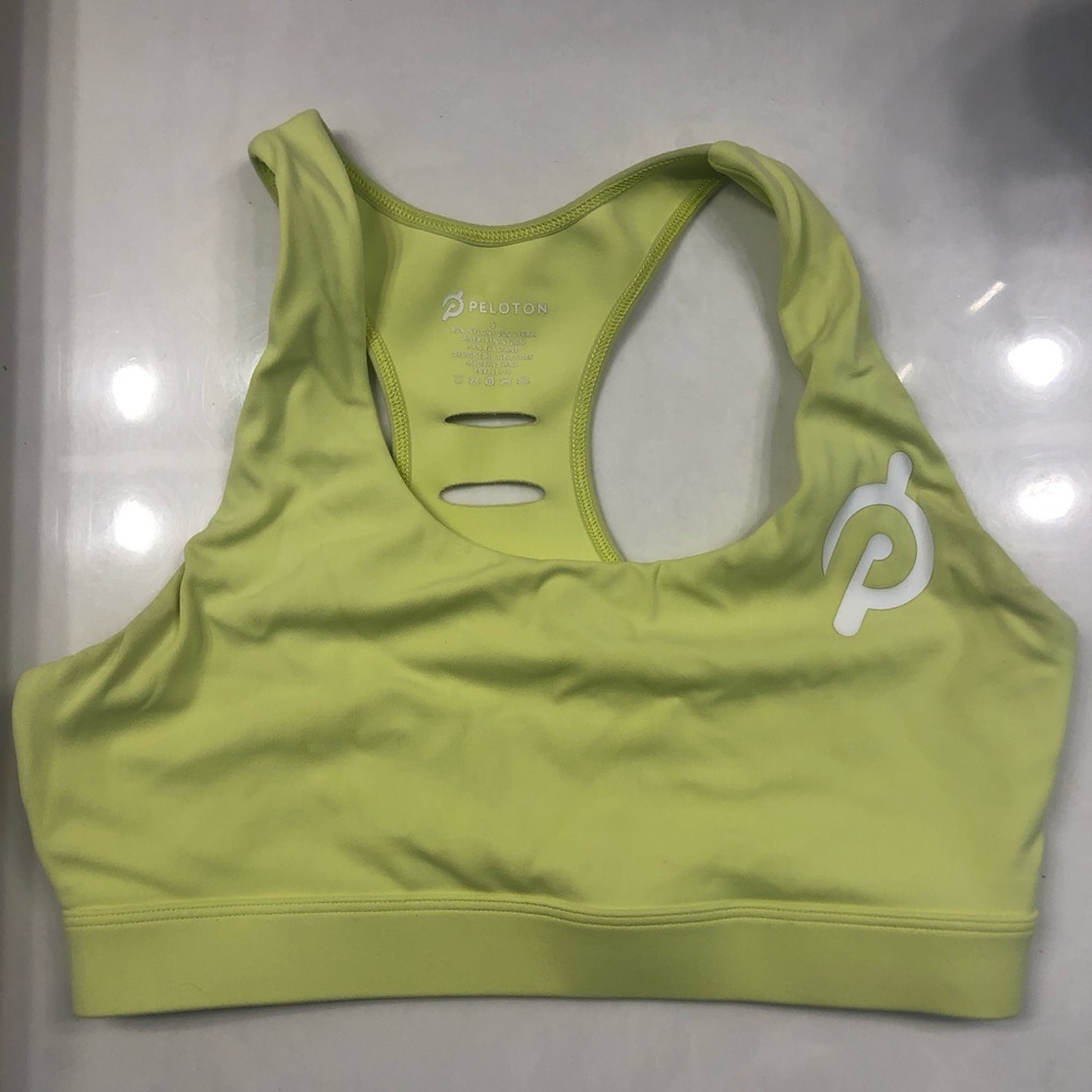 Highlighter yellow Peloton sports bra